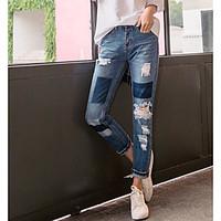 Women\'s High Waist Micro-elastic Jeans Pants, Sexy Slim Solid