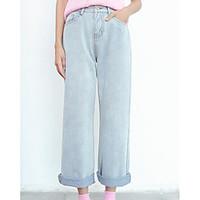 womens high waist micro elastic chinos pants simple wide leg solid