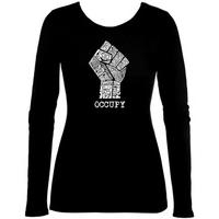 womens long sleeve occupy wall street fight the power fist