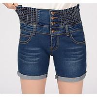 womens high rise stretchy jeans shorts pants simple slim solid