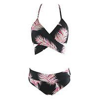 womens straped vintage tankini push up print high rise plumage backles ...