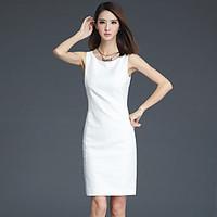 womens going out casualdaily sheath dress solid round neck knee length ...
