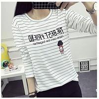 womens casualdaily simple summer t shirt striped round neck long sleev ...