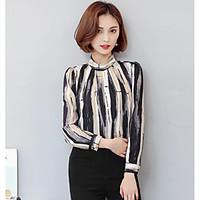 womens casualdaily simple blouse color block stand long sleeve others