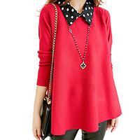 Women\'s Polka Dot Red / Black Pullover , Plus Size / Casual / Day Long Sleeve