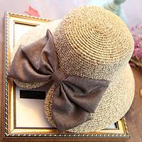 womens fashion wide brim floppy straw hat sun hat beach cap casual bow ...
