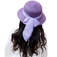 womens fashion brim floppy straw hat sun hat beach cap bowknot riband  ...