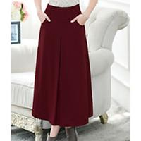 Women\'s Mid Rise Going out Casual/Daily Work Midi Skirts A Line Solid Spring Fall