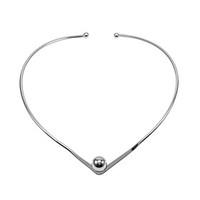 Women\'s Plain Metal Choker with Ball Statement Collar Bib Necklace