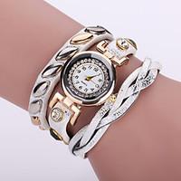Women\'s Quartz Analog White Case Multilayer Leather Band Bracelet Wrist Fashion Watch Jewelry Cool Watches Unique Watches