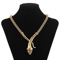 Women\'s Statement Necklaces Simulated Diamond Snake Fashion Gold Silver Jewelry