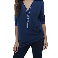 womens asymmetrical going out simple all seasons t shirt solid v neck  ...