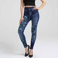 women solid color print denim leggingcottonhot salebrand fashionhigh q ...