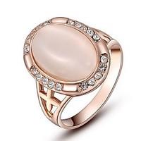 Women\'s Roxi Exquisite Rose-Golden Plated Elliptical Pearl Rings