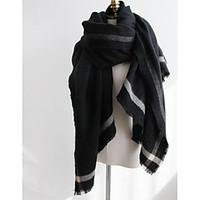 Women Faux Fur Scarf RectangleSolid