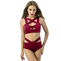 womens cut out club beach sexy halter tankini cross solid