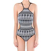 womens sexy high neck tropical one piece monokini swimsuit