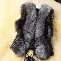 women faux fur top integrated simulation fur vest dress coat plus size ...