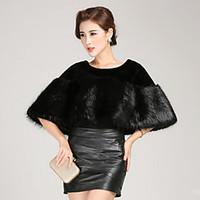 women faux fur shawl wrap lined