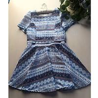 womens casualdaily cute skater dress print round neck mini short sleev ...