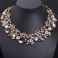 Women\'s Statement Necklaces Crystal Gemstone Alloy Statement Jewelry Luxury Jewelry Purple Jewelry