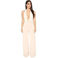 womens wide legbackless sexy halter neck hollow out backless jumpsuits ...