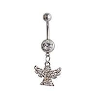 Women\'s Body Jewelry Navel Rings/Belly Piercing Sterling Silver Simulated Diamond Wings / Feather Silver Jewelry Daily Casual 1pc