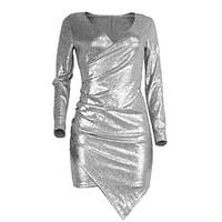 womens sequinasymmetrical party club sexy simple slim bodycon dresssol ...