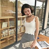 womens casualdaily sexy t shirt solid strap sleeveless cotton