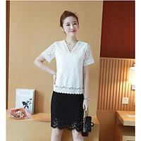 womens casualdaily simple blouse solid v neck short sleeve others