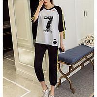 womens going out casualdaily simple cute spring t shirt pant suits pri ...