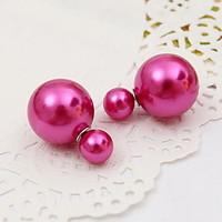 Women\'s Stud Earrings Fashion Candy Double Sided European Pearl Alloy Circle Jewelry For Daily Casual