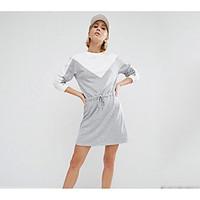 womens going out casualdaily simple shift dress solid round neck above ...