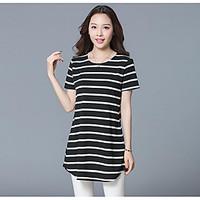 womens casualdaily simple summer t shirt striped round neck short slee ...