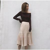 womens casualdaily midi skirts swing solid summer