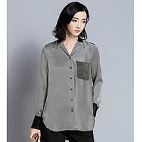 womens casualdaily work simple shirt striped v neck long sleeve polyes ...