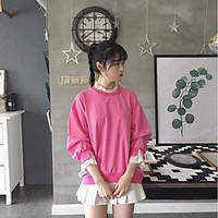 womens casualdaily cute t shirt solid round neck long sleeve cotton