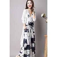 womens other daily evening party loose dress print round neck midi sho ...