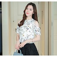 womens going out casualdaily simple blouse floral round neck short sle ...