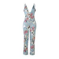 womens mid rise beach club jumpsuits sexy straight backless floral sum ...