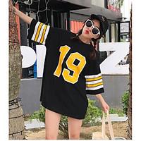 womens casualdaily simple t shirt striped letter round neck short slee ...