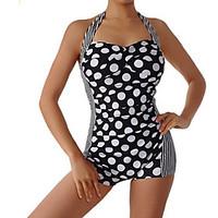 Women\'s Bandeau One-piece, Dot Polyester Black