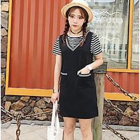 womens casualdaily simple summer t shirt dress suits striped round nec ...