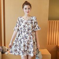 womens casualdaily simple chiffon dress floral round neck above knee s ...