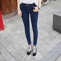 womens mid rise strenchy jeans pants simple slim solid