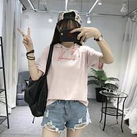 womens going out chinoiserie t shirt solid deep v short sleeve polyest ...