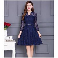 womens casualdaily simple skater dress solid v neck above knee long sl ...