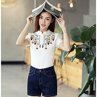 womens going out holiday cute street chic summer shirt embroidered rou ...