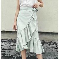 womens casualdaily knee length skirts trumpetmermaid solid summer