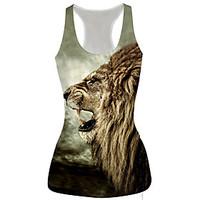 Women\'s Casual/Daily Simple Summer Tank Top, Animal Print Round Neck Sleeveless Rayon Thin